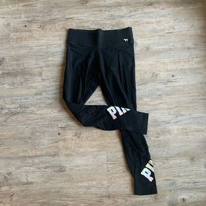 Victoria’s Secret pink leggings. Black with tie dye